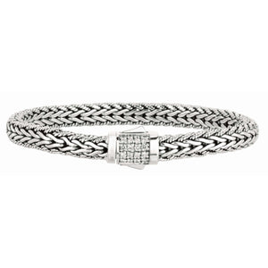Silver Half Round 7mm Woven Chain Sapphire Bracelet from Phillip Gavriel
