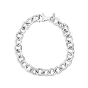 Silver Italian Cable Oval Chain Bracelet