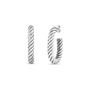 Silver Italian Cable Paperclip Link Earrings