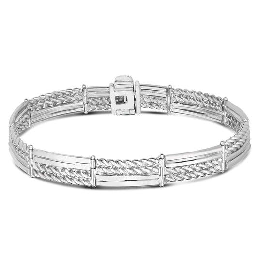 Silver Polished & Cable Link Bracelet