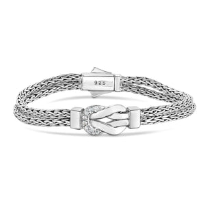 Silver & White Sapphire Hercules Knot Bracelet