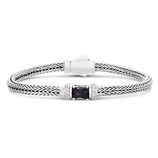 Silver Woven Chain Mini Gemstone Bracelet