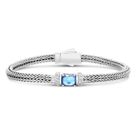 Silver Woven Chain Mini Gemstone Bracelet