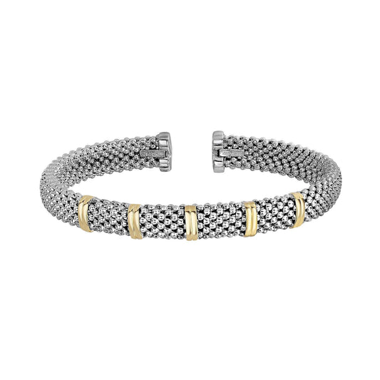 Sterling Silver & 18K Gold Bar Bangle
