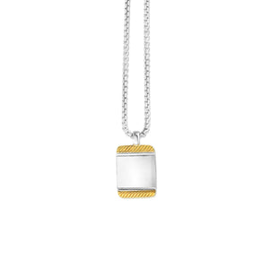 Sterling Silver & 18K Gold Cable Tag Necklace