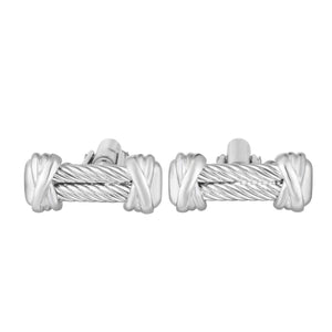 Silver Double Cable Bar Cufflinks