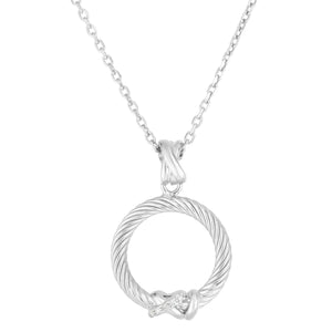 Silver & Diamond Italian Cable Filo Circle Pendant