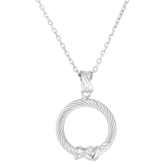 Silver & Diamond Italian Cable Filo Circle Pendant