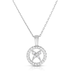 Sterling Silver & Diamond Mini Cable 'X' Necklace