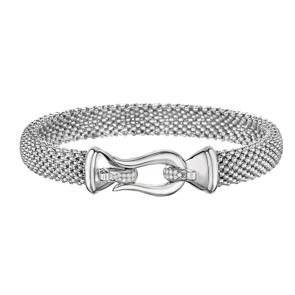 Silver & Diamond Prosecco Medium Horsebit Bracelet | Phillip Gavriel
