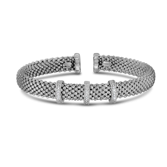 Silver & Diamond Popcorn Bar Bangle