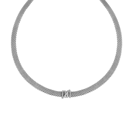 Silver & Diamond Popcorn Tally Necklace