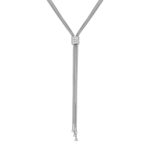 Silver & Diamond Popcorn Multi Strand Tassel Necklace