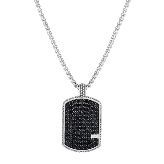 Sterling Silver Sapphire Dog Tag Necklace