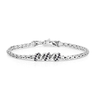 Silver Thin Woven Chain Spiral Black Sapphire Bracelet from Phillip Gavriel