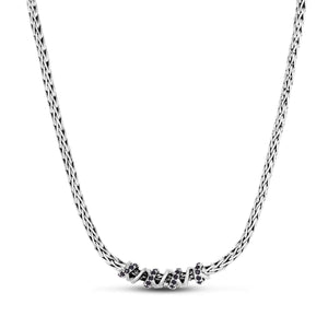 Silver Thin Woven Chain Spiral Black Sapphire Necklace from Phillip Gavriel