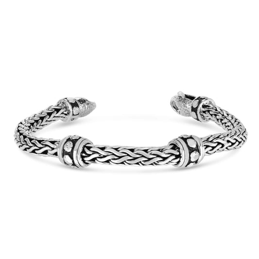 Silver Woven Chain Stud Men's Bracelet